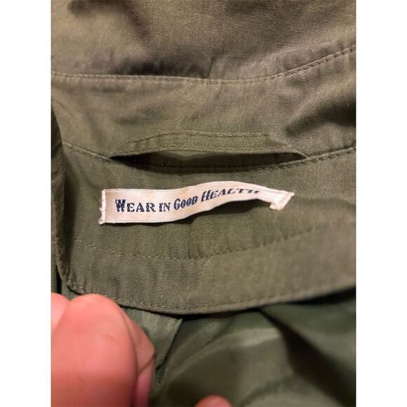 Avirex Men's Vintage Green Trench Coat Size L Double-Breasted Long - Picture 7 of 8